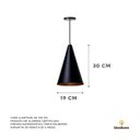 Ver imagem 2 de Kit 3 Lustre Pendente Interno Balcão Cone 30 cm:Preto com Cobre