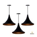Ver imagem 3 de Lustre Pendente Interno Mesa Jantar Balcão Chapéu Chinês 33 cm :Preto com Cobre