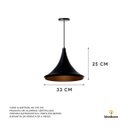 Ver imagem 2 de Lustre Pendente Interno Mesa Jantar Balcão Chapéu Chinês 33 cm :Preto com Cobre