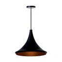 Ver imagem 1 de Lustre Pendente Interno Mesa Jantar Balcão Chapéu Chinês 33 cm :Preto com Cobre