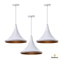 Ver imagem 3 de Lustre Pendente Interno Mesa Jantar Balcão Chapéu Chinês 33 cm :Branco com Cobre