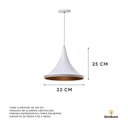 Ver imagem 2 de Lustre Pendente Interno Mesa Jantar Balcão Chapéu Chinês 33 cm :Branco com Cobre