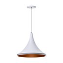 Ver imagem 1 de Lustre Pendente Interno Mesa Jantar Balcão Chapéu Chinês 33 cm :Branco com Cobre