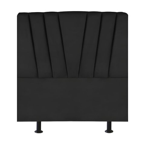 Cabeceira Estofada Cama Box Solteiro 90 Cm Malu Corino:preto