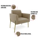 Ver mais imagens de Sofá Namoradeira e 2 Poltronas Pé de Ferro Dourado Marisa Suede Marrom Rato D03 - D'Rossi