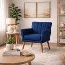 Ver imagem 1 de Poltrona Cecilia Sala Recep Clinica Suede:Azul-Marinho/Liso