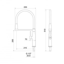 Torneira de Cozinha para Mesa Flexível Minimal Meber Metais 1178 BA - 3