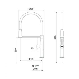 Torneira de Cozinha para Mesa Flexível Minimal Meber Metais 1178 BA - 2