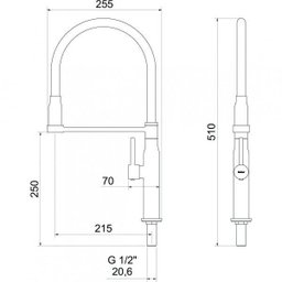 Torneira de Cozinha para Mesa Flexível Minimal Meber Metais 1178 BA - 2
