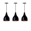 Ver imagem 1 de Kit 3 Lustre Pendente Interno Balcão Gota:Preto com Cobre