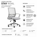 Ver imagem 4 de Cadeira Giratória Stay Cinza Claro com Tela Mesh e Sistema Relax - Roal