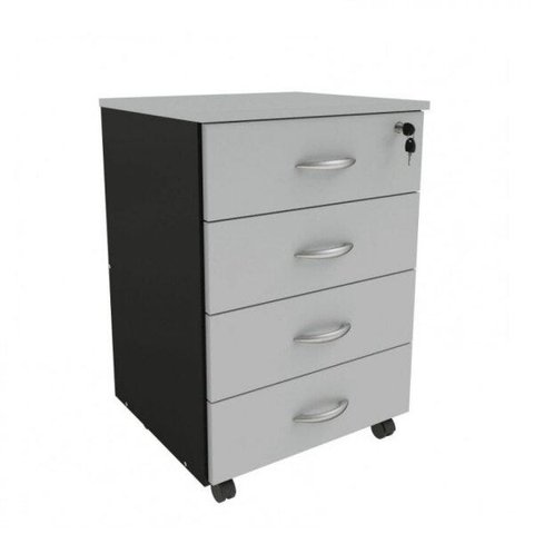 Gaveteiro Volante 4 Gavetas Web Office Preto com Cinza