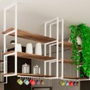 Ver imagem 3 de Prateleira Tripla Estilo Industrial Teto Parede 100cm Bm Fs