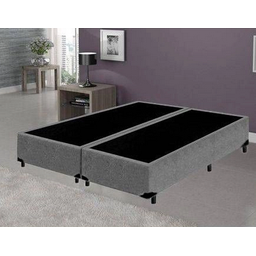 Base Cama Box Bipartido Premium Casal 1,38x1,88x0,32 Sued Cinza - 1