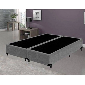 Base Cama Box Bipartido Premium Casal 1,38x1,88x0,32 Sued Cinza