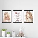 Ver imagem 1 de Kit 3 Quadros Infantis Princesa - Tenha Coragem Seja Gentil 45x34cm:moldura Preta