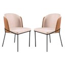 Ver imagem 1 de Conjunto 2 Cadeiras Aurora Linho Bege Couro Caramelo Metal Preto