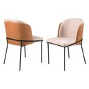 Ver imagem 4 de Conjunto 2 Cadeiras Aurora Linho Bege Couro Caramelo Metal Preto