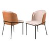 Conjunto 2 Cadeiras Aurora Linho Bege Couro Caramelo Metal Preto - 4