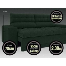 Sofá Omega 2,30M Assento Retrátil e Reclinável Velosuede Netsofás - 2