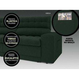 Sofá Omega 2,30M Assento Retrátil e Reclinável Velosuede Netsofás - 6