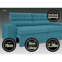 Sofá Omega 2,30M Assento Retrátil e Reclinável Velosuede Netsofás - 2