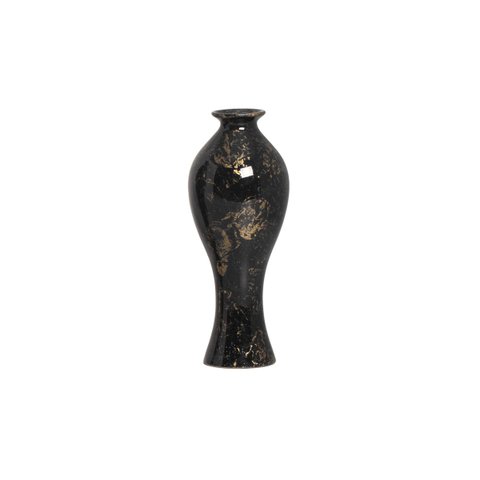 Vaso de Cerâmica para Decoração de Sala Califórnia P Preto e Dourado Ébano