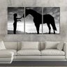 Quadro Decorativo Cavalo E Menina Preto E Branco - 2