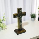 Ver imagem 2 de Crucifixo Cruz de Mesa e Parede Madeira 12 Cm