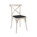 Ver imagem 1 de Cadeira de Jantar Cross em Aço com Assento Corano Preto para Sala e Cozinha Moderna Design-Off White