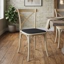 Ver imagem 2 de Cadeira de Jantar Cross em Aço com Assento Corano Preto para Sala e Cozinha Moderna Design-Off White