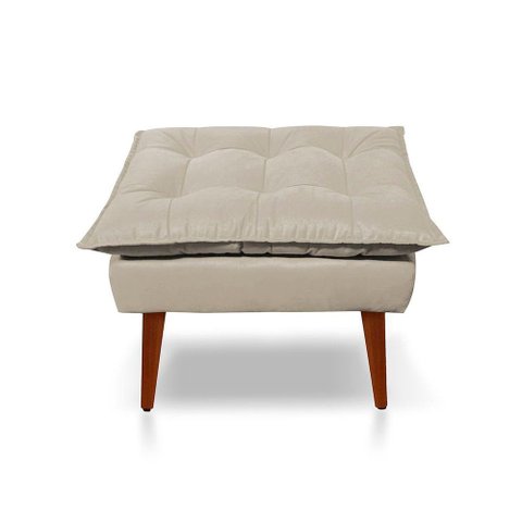 Puff Opala Decorativo Panqueta de Apoiar Os Pés Suede Bege