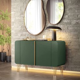 Buffet Benvenuto Mdp/mdf Decorativo Sala de Estar com Pés em Aço Verde Pistache G26 - Hb Móveis - 1