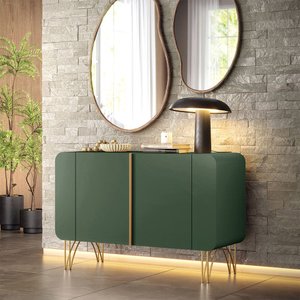 Buffet Benvenuto Mdp/mdf Decorativo Sala de Estar com Pés em Aço Verde Pistache G26 - Hb Móveis