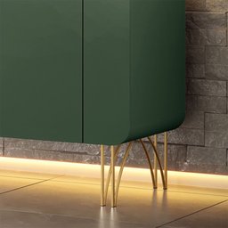 Buffet Benvenuto Mdp/mdf Decorativo Sala de Estar com Pés em Aço Verde Pistache G26 - Hb Móveis - 7