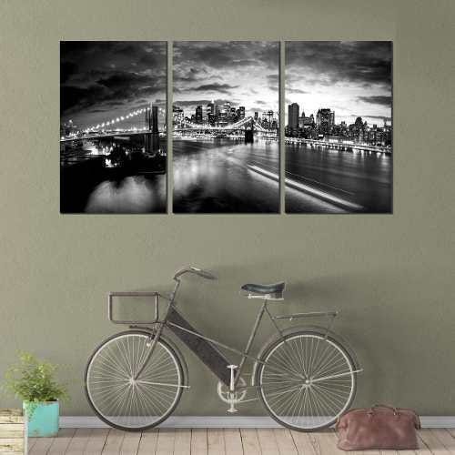 Quadro Decorativo New York E Ponte Preto E Branco - 2