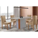 Ver imagem 1 de Conjunto Sala de Jantar Pietá C/ Tampo Madeirado C/ Vidro Canto Curvo 120x80cm e 4 Cadeiras Dafne