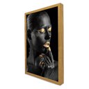 Ver imagem 3 de Quadro Decorativo Mulher Artística em Moldura Caixa Tacolado Moldura Trad 1cm Madeira Escura com Vid