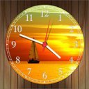 Ver imagem 2 de Relógio De Parede Barco Praia Mar Paisagens Decoração Salas Quartz