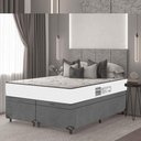 Ver imagem 2 de Baú Queen Bipartido Suede Cinza + Colchão D33 One Face Branco- E-shop Casa