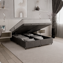 Ver imagem 7 de Cama Baú Queen Bipartido Suede Cinza + Colchão D33 One Face Branco- e-Shop Casa