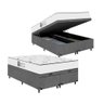 Baú Queen Bipartido Suede Cinza + Colchão D33 One Face Branco- E-shop Casa - 1