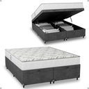 Ver imagem 6 de Cama Baú Queen Bipartido Suede Cinza + Colchão D33 One Face Branco- e-Shop Casa