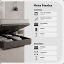 Ver imagem 2 de Cama Baú Queen Bipartido Suede Cinza + Colchão D33 One Face Branco- e-Shop Casa