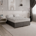 Ver imagem 1 de Cama Baú Queen Bipartido Suede Cinza + Colchão D33 One Face Branco- e-Shop Casa