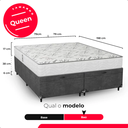 Ver imagem 3 de Cama Baú Queen Bipartido Suede Cinza + Colchão D33 One Face Branco- e-Shop Casa
