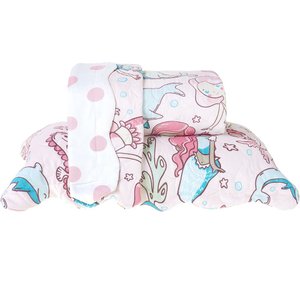 Kit Cobre Leito Rolinho Solteiro + Porta Travesseiro Toque Macio Mermaid