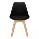 Ver imagem 4 de Kit C|3 Cadeira Leda Preta - Charles Eames Wood com Almofada