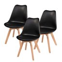 Ver imagem 1 de Kit C|3 Cadeira Leda Preta - Charles Eames Wood com Almofada