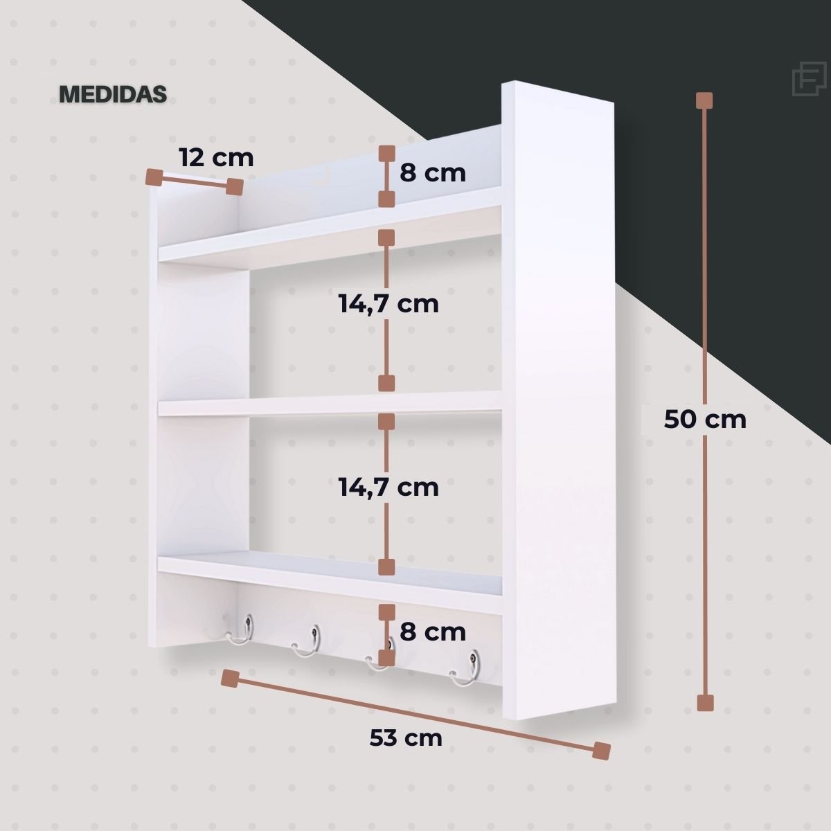 Porta Tempero para Condimentos de Parede Tres Prateleiras Br - 3